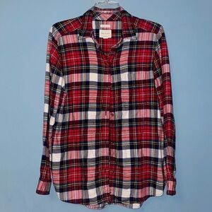 American Eagle Boyfriend Fit Plaid Shirt Button Up Size Medium